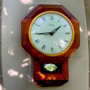Vintage solid oak wall clock mirror!